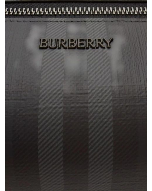 Burberry Black Plaid Pattern Clutch Bag Featuring Handle for men