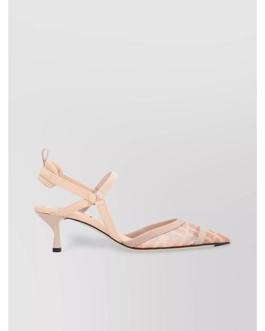 Fendi Pink Logo-Print Slingback Pumps