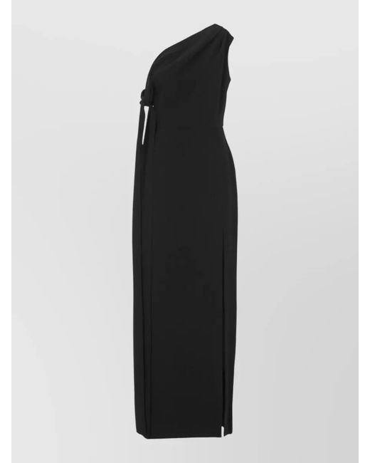 Solace London Black One Shoulder Maxi Dress Side Slit