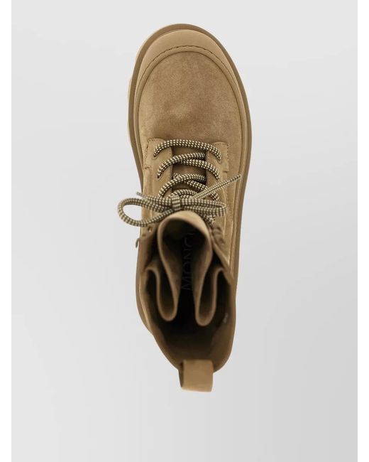 Moncler Natural Vera High Lace Up Suede Boots