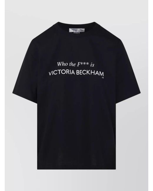 Victoria Beckham Black Organic Cotton Slogan T-Shirt