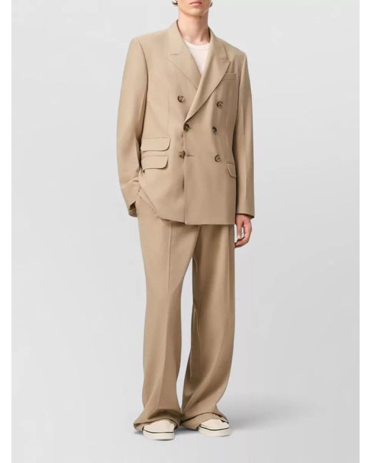 AMI Natural Wool Jacket Double Breasted Tailored Design for men