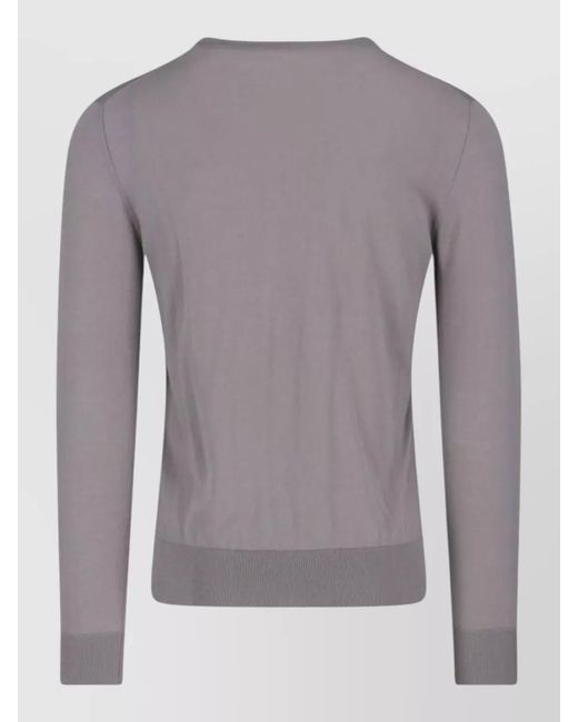 Ballantyne Gray Knit Sweater Long Sleeves Ribbed Cuffs V Neckline for men
