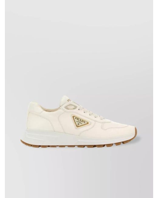 Prada White Nappa Leather Low-Top Sneakers for men