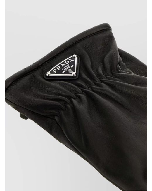 Prada Black Leather Gloves for men