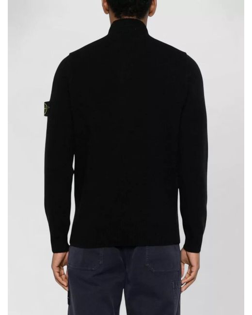 Stone Island Black Short Sleeve Knit Top Nylon Silk for men