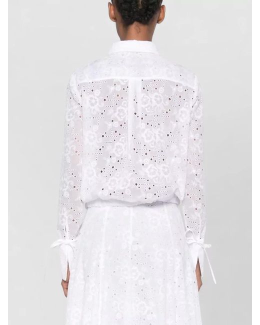 Tory Burch White Broderie Anglaise Dress Drawstring Waist Floral