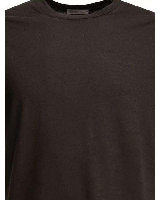 Herno Black Lana Resort Round Neck Short Sleeve T-Shirt for men