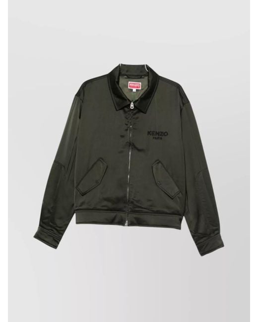 KENZO Green Satin Bomber Jacket for men