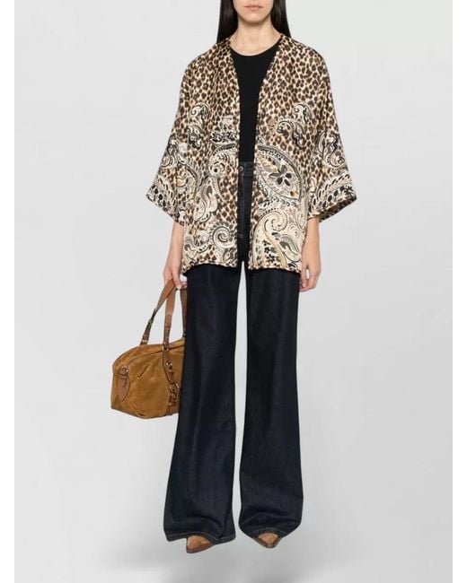 Etro Natural Kesa Silk Jacket Relaxed V Neck
