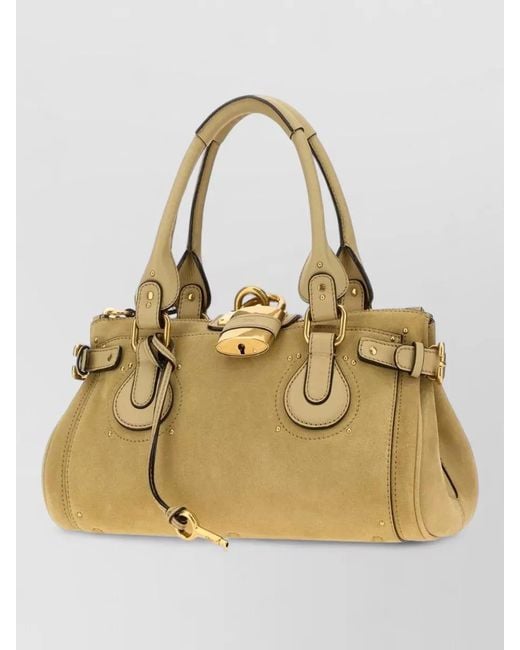 Chloé Metallic Paddington Suede Shopping Shoulder Bag Top Handle