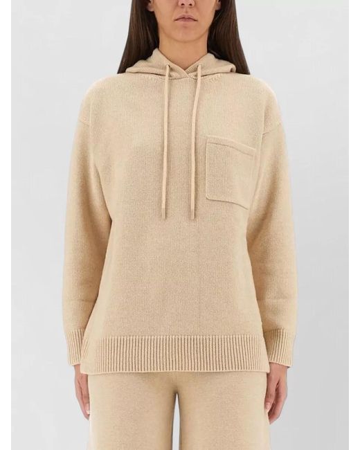 Max Mara Natural Liana Hooded Knit Top Long Sleeves