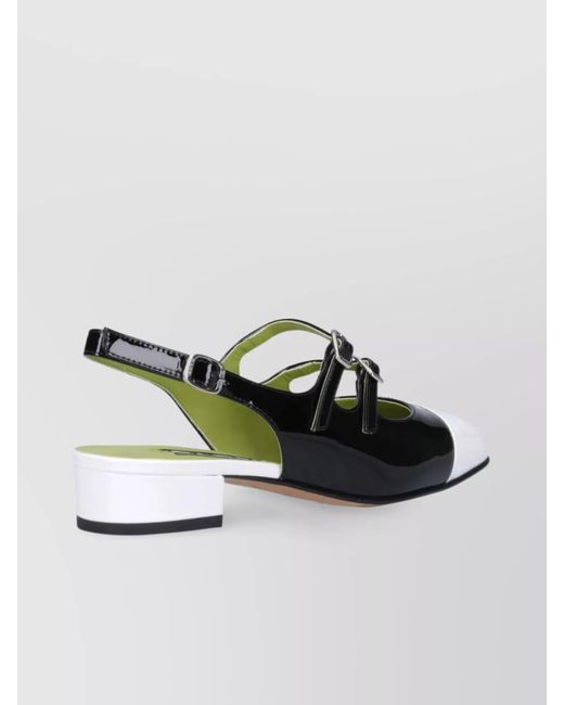 CAREL PARIS Multicolor Two-Tone Patent Slingback Low Block Heel