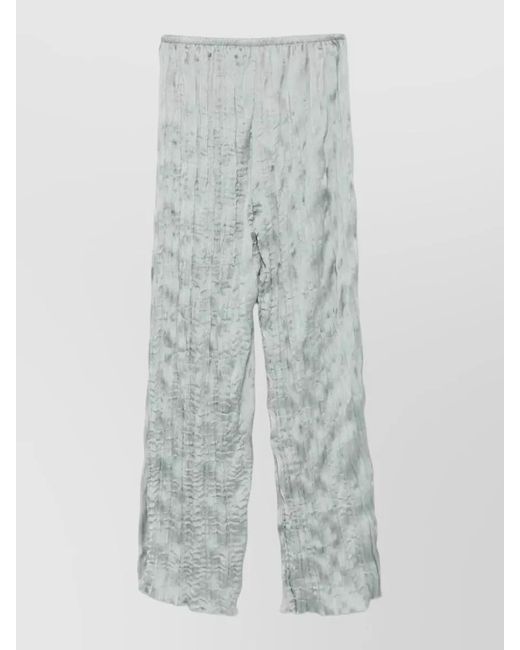 Staud Gray Textured Wide Leg Trousers Elastic Waistband Drawstring