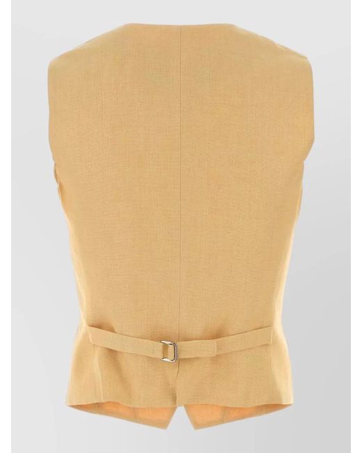 Weekend by Maxmara Yellow Linen Pace Vest Adjustable Back Strap