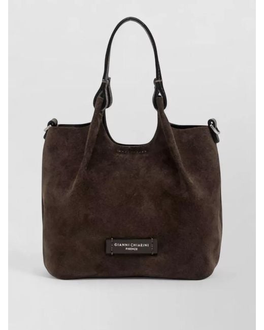 Gianni Chiarini Brown Dua Suede Tote Top Handles Detachable Strap
