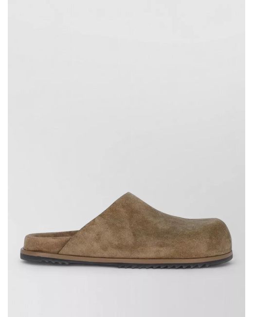 Rick Owens Brown Suede Heel Slippers Round Toe Open Back