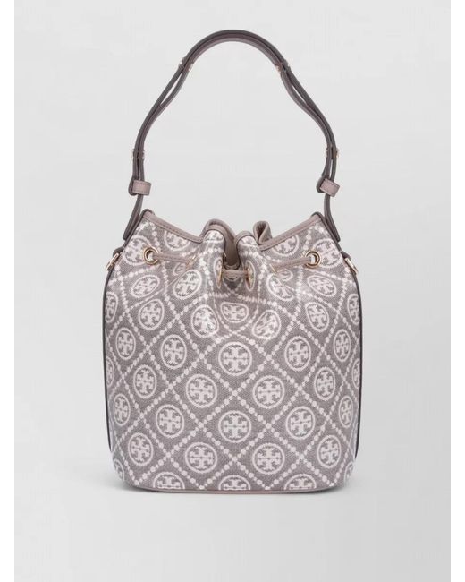Tory Burch Gray T Monogram Bucket Bag