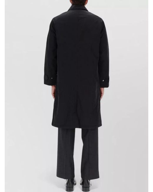 sunflower Black Long Coat Side Pockets Cuff Detail for men