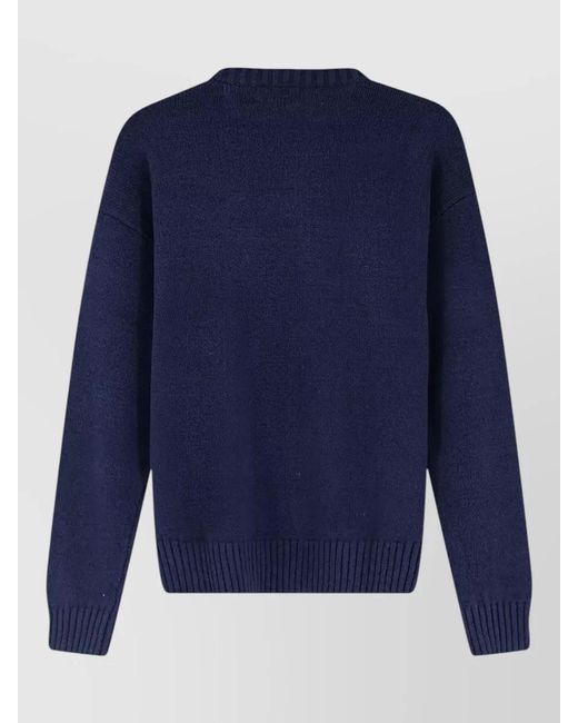 Polo Ralph Lauren Blue Intarsia Knit Logo Sweater for men