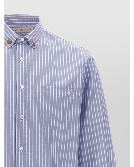 Valentino Garavani Blue Striped Cotton Shirt for men