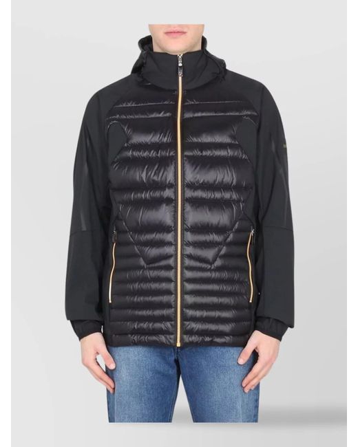 Boss Gray Quilted Hooded Jacket With Side Zipper Pockets for men