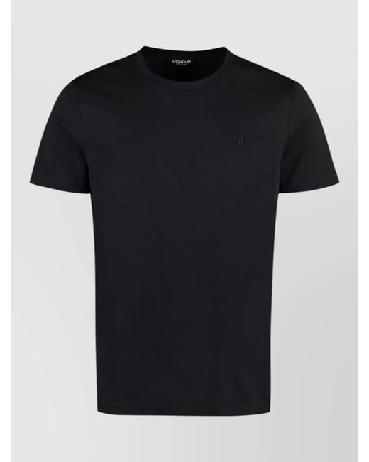 Dondup Black Cotton Crew Neck T Shirt Plain for men