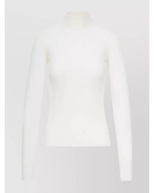 Sportmax White Virgin Wool Fine-Knit Slim-Fit Turtleneck Jumper