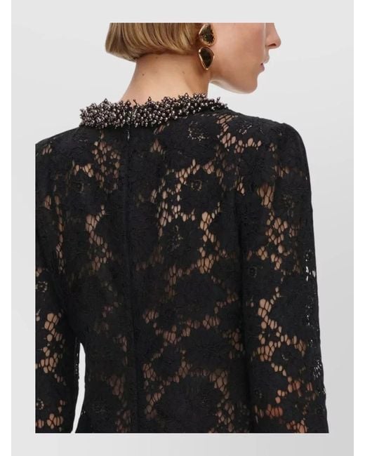 Self-Portrait Black Long Sleeve Lace Mini Dress Evening