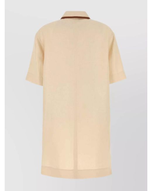 Gucci Natural Linen Mini Dress Bow Detail