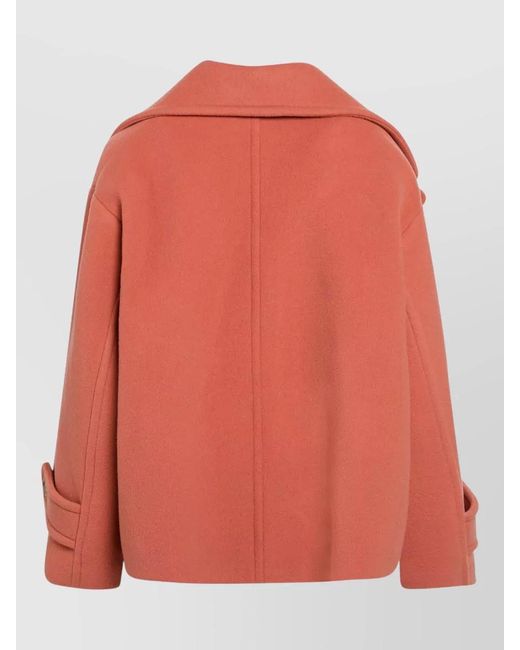 Chloé Orange Wool Oversized Short Double-Breasted Coat