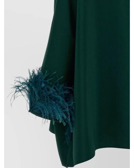 Gianluca Capannolo Green Laura Blouse Backless Boat Neck Feathers