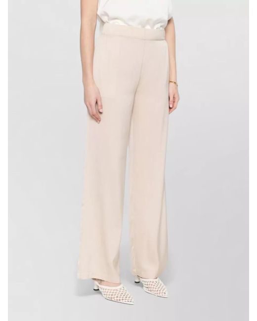 Silk95five Natural Amalfi Trousers Wide Leg Side Pockets