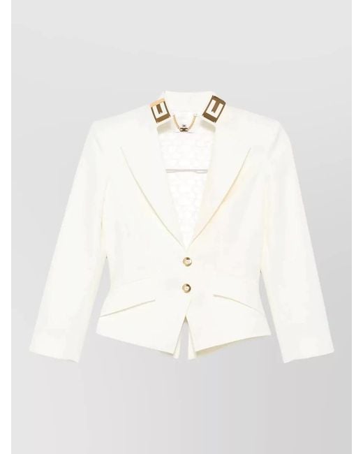 Elisabetta Franchi Natural Slim-Fit Three-Quarter-Sleeve Blazer