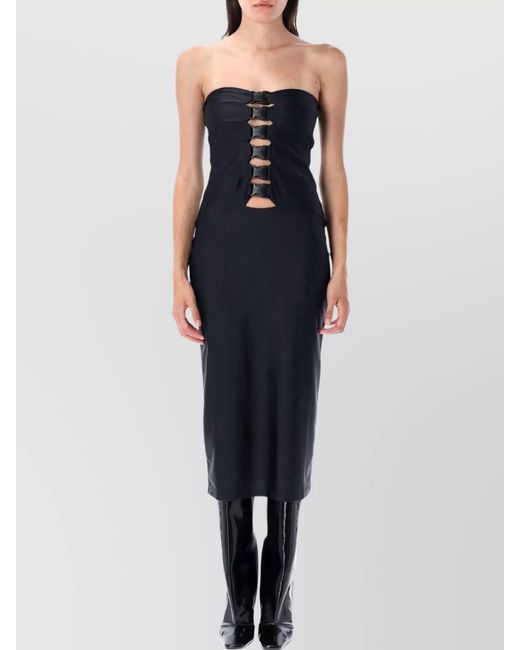 Coperni Blue Strapless Bodycon Midi Dress