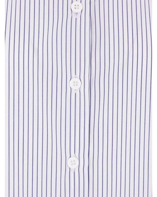 Niccolò Pasqualetti White Striped Shirt Ruffle Trim Collared Short Sleeves