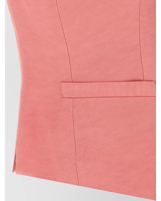 Alberto Biani Pink Linen Viscose Vest V Neck Sleeveless