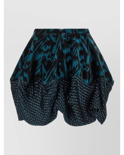 Kiko Kostadinov Blue Evelyn Skirt Draped High Waist Pleated Texture