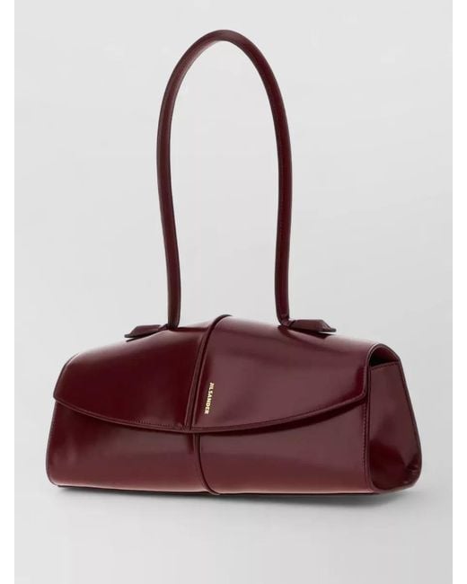 Jil Sander Red Tiziano Leather Linea Shoulder Clutch Bag