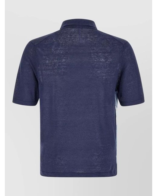 Ballantyne Blue Argyle Pattern Polo Collar Knit Top for men