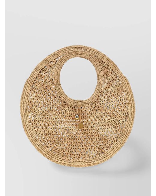 Jacquemus Metallic Round Top Handle Woven Texture Shoulder Bag