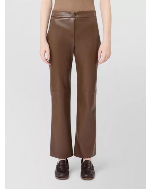 Max Mara Brown Flared Pants Belt Loops Back Pockets