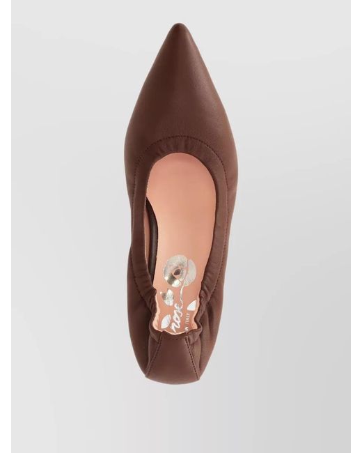 LA ROSE Brown Kitten Heel Soft Leather Pointed Toe Pumps