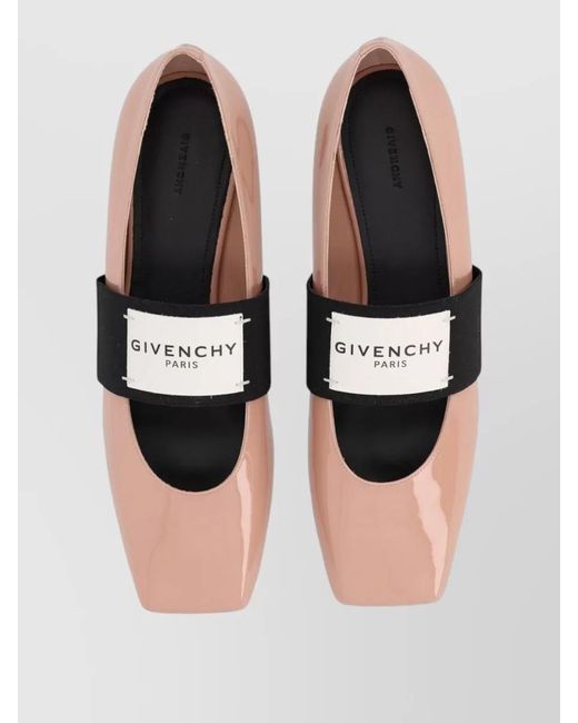 Givenchy Pink Leather Square-Toe Ballerina Shoes
