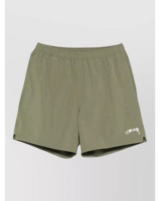Stussy Green Beach Shorts Elastic Waistband Back Pocket for men