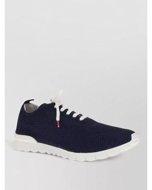 Kiton Blue Fits Knit Sneakers Round Toe Sole for men