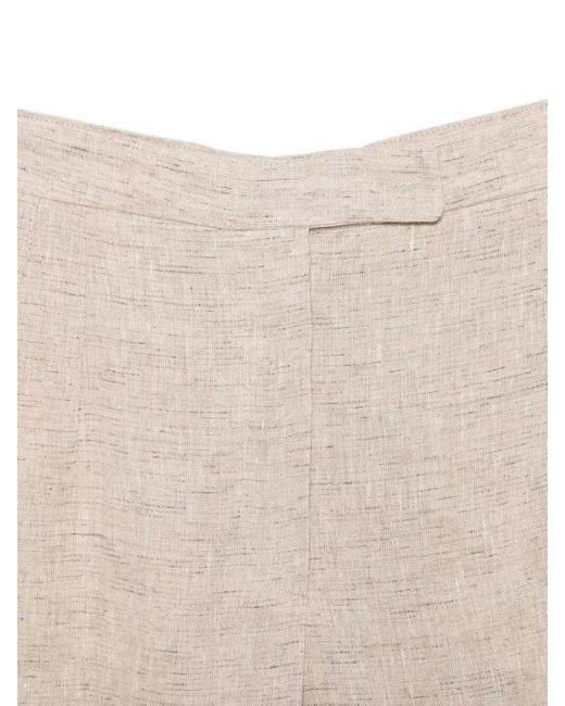 Emporio Armani White Linen High-Rise Straight-Leg Trousers