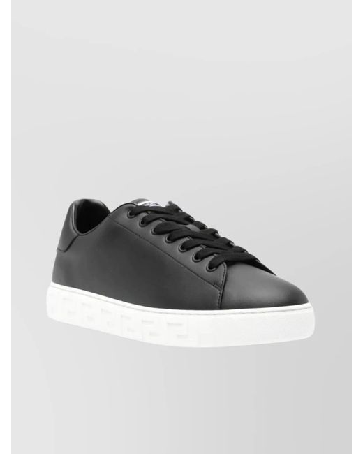 Versace Black Leather Low-Top Sneakers for men
