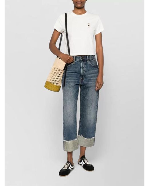 Maison Kitsuné White Organic Cotton Embroidered Short-Sleeve T-Shirt