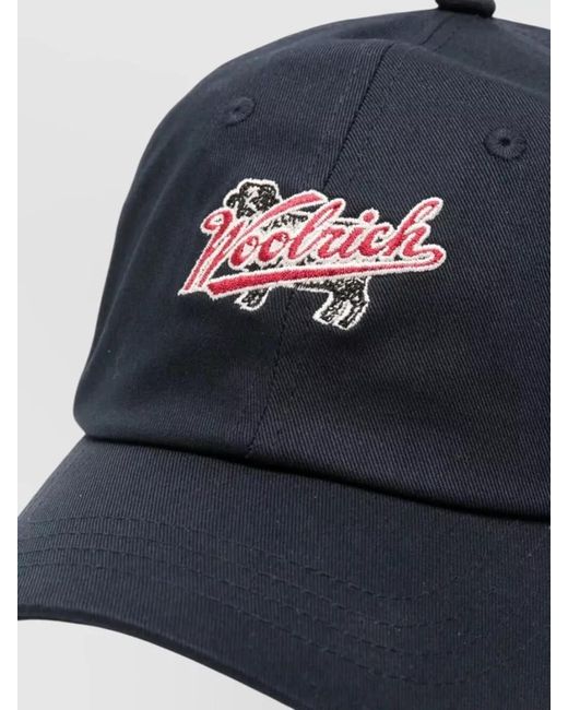 Woolrich Blue Cotton Logo Baseball Cap for men